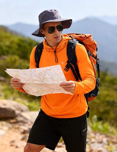 Image of PINSPARK UPF 50+ Sun Protection Hoodie Men with Mask Quick Dry Long Sleeve Fishing Hiking Shirts UV Rash Guard Lightweight
