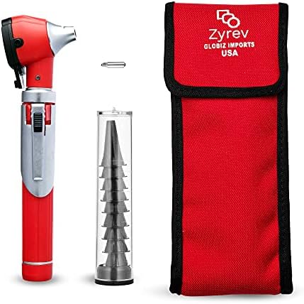 Zyrev ZetaLife Otoscope - Ear Scope with Light, Ear Infection Detector, Pocket Size (Red Color)