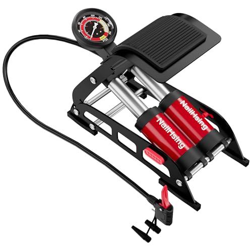 NailHsing Foot Pump with 160 PSI Precision Pressure Gauge bicycle floor pump Suitable for Balls Bicycles Scooters Motorcycles Cars Inflatable Toys Ball Sports and Inflatable Products