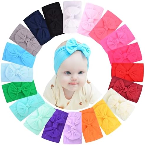 Bandeau Bebe Bandeaux Bébé Fille DRESHOW - Lot 10 Turban Nylon Nœud Coloré Bandeaux Nœuds Bébé