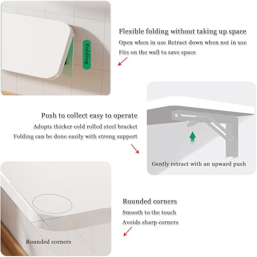 Bureau mural pliable blanc 120 x 30 cm avec station de travail compacte - 5