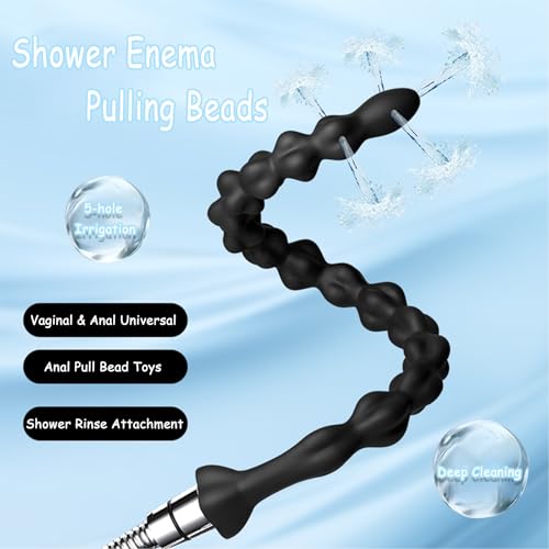 Image of AMAZBEE 20in Anal Enema Nozzle for Colon Cleansing Shower Douche Attachment for Vaginal and Anal Silicone Anus Pull Beads Butt Plug Shower Head