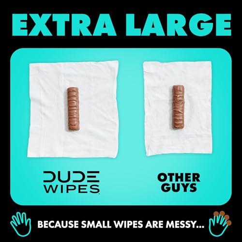 dude wipes - flushable wipes travel pack - 6 pack 108 wipes - mint chill extra-large adult wet wipes - vitamin-e aloe vera eucalyptus and tea tree oils