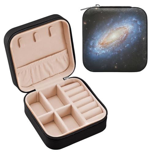 Ttgoth Milky Way - Joyero portátil para mujeres y niñas, estuche de viaje de piel sintética, joyero para anillos, aretes, collares, pulseras, organizador de joyas, 10 x 10 x 5 cm