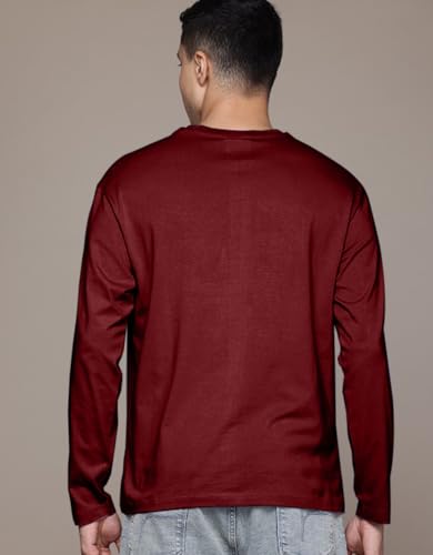 Image of Veirdo Pure Cotton Round Neck Regular Fit Solid Full Sleeve T-Shirt for Men & Boys (Available in Black, Cork, Green, Maroon, Navy, Swanwhite & White Color)
