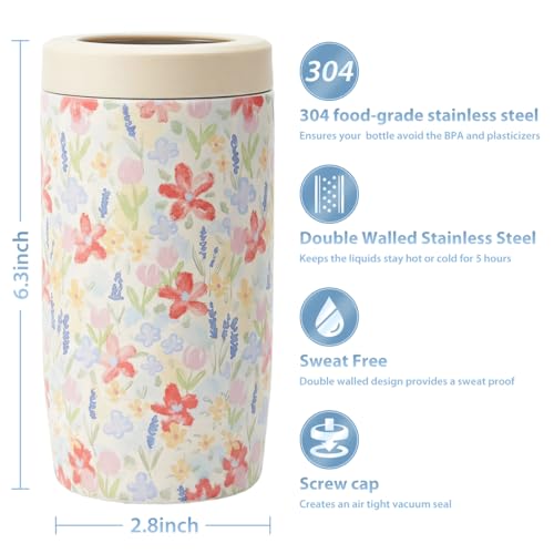 Image of Morefeel 4-in-1 Insulated Can Cooler for 12 oz Cans & Bottles | 304 Stainless Steel Can Holder Fits 12 Oz Slim Cans, Standard Cans, Beer Bottles & Works as A Open Cup; Dishwasher Safe