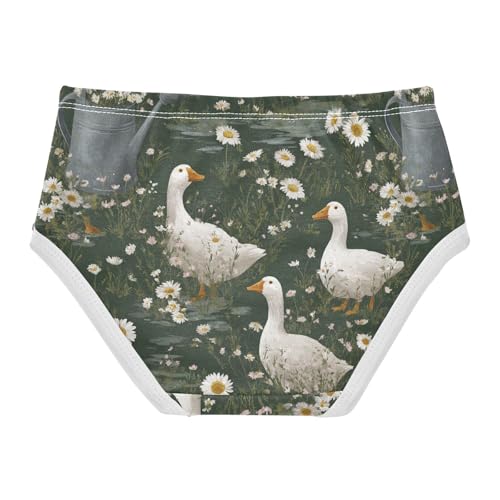 Wusikd Geese Girls' Underwear Cotton White Daisy Girls Briefs Soft Toddler Underwear 2T2
