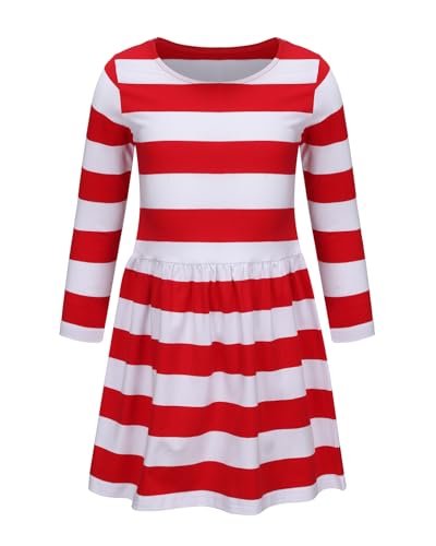Girls Long Sleeve Dress for Kids Girls Casual Dresses Twirly A Line Skater Dress for School Party 2-14 Years