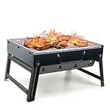 Kizmyee BBQ Barbecue Grill, Portable Folding Charcoal Barbecue Desk Tabletop Outdoor Stainless Steel...