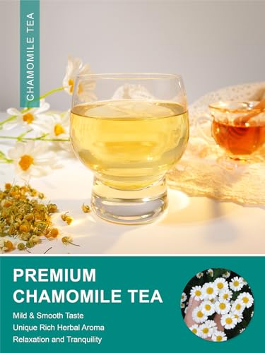 Image of TeeLux Chamomile Tea Loose Leaf, 4oz Whole Chamomile Flowers, Caffeine Free | Pure Chamomile Herbal Tea with Delicate Floral Aroma & Smooth Taste, Enjoy Hot or Iced