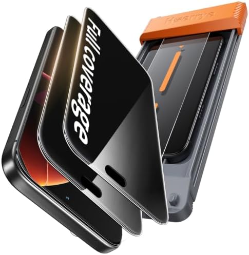 Hoerrye Vollverdeckung 3D 9H+ Schutzfolie für iPhone 18 Pro, 2 Stück | Auto-Align Installationswerkzeug,Vollabdeckung,9H+ Schutzfolie,Anti Fingerabdruck,Anti Bläschen,Robust,Kompat