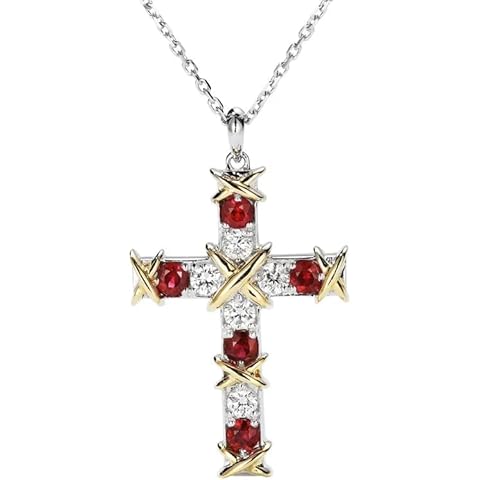 OBCPD Ruby Diamond Cross Pendant Necklace Cover