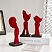 FUNTEREST Modern Prayer Statues Sculptures Home Decor, Set of 3 Red Hand Velvet Figurines, Abstract Art Resin Sculptures for Living Room Office Shelf Table Decor