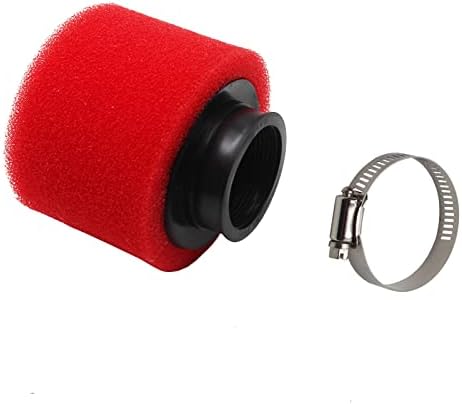 RED 48mm Bent Angled Foam Air Filter Pod PIT PRO Trail Quad Dirt Bike - Foto 3