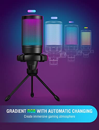 Fifine Condenser Mic And 3.5Mm/6.35Mm Headphones For Studio Monitor, Rgb Gaming Mic With Quick Mute, Gain Control, Wired Headphones For Podcast Monitoring, Streaming (A6V+H8) #TOP1