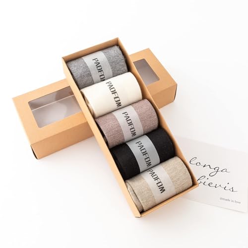 PADFOM Women Thin Cashmere Socks, Soft Socks Women Above Crew Socks 5 Pairs Size 5-94