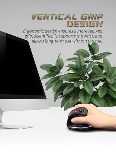 Image of Zeerkeer Ergonomic Vertical Mouse with 5D Rocker, 24000 DPI /12 Programmable Button, Wireless Gaming Mouse