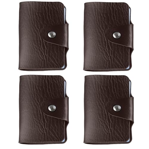 Image of Kraptick Pocket Cards Holder - Compact Lightweight Wallet for Credit and Debit Cards, Multi-Functional Card Organizer, Durable Card Carrier with 16 Slots for Easy Access & Storage (Brown) (Pack of 4)