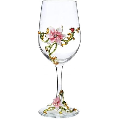 Simcat Handmade Enamel Flower Glass Wine Glasses Cover