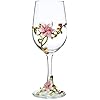 Simcat Handmade Painted Enamel Flower Glass Wine Glasses Transparent Refined Goblet Stem For Cabernet Gifts Single pink gift box1 Gift Box