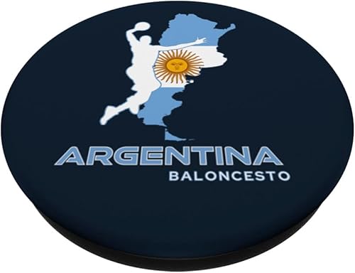 Miniatura 2 de Argentine Baloncesto Fan National Flag Argentina Basketball PopSockets Swappable PopGrip