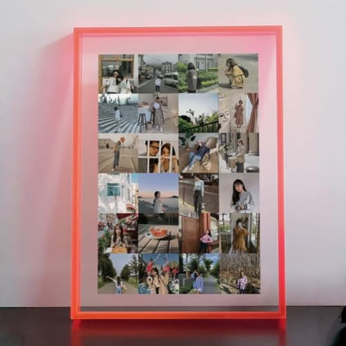 HLYU 11x16 Acrylic Picture Frame Floating Photo Frame for Wall Hanging and Desktop Decoration for Gallery Home and Office (Fluorescent Pink)