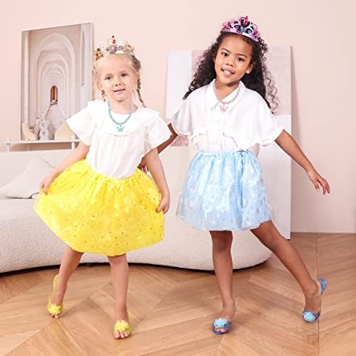 Princess Dress Up Shoes - Girls Princess Toys with 3 Crowns Tiaras, 3 Pairs of Play Shoes, 3 Skirts Princess Accessories for Little Girls Birthday Gifts for Kids