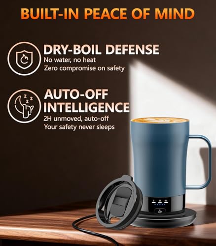 Image of Self-Heating Coffee Mug, 14oz Heated Coffee Mug - Rechargeable Temperature Control Coffee Mug Keep Coffee Hot, Smart Mug Great Gift for Coffee Lovers & Slow Sippers