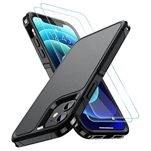 SPIDERCASE Designed for iPhone 12 Case/iPhone 12 Pro Case, [10 FT Military Grade Drop Protection] [with 2 pcs Tempered Glass Screen Protector] Protective Cover for iPhone 12/12 Pro (Black)