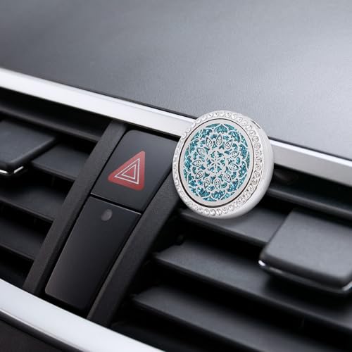 Image of Essential Oil Car Diffuser Vent Clips, Sparkling Essential Oil Car Diffuser, with 20 Refill Pads, for Long Lasting Automotive Odor Eliminator Decoration (1, Life Tree+11-petaled Flower)