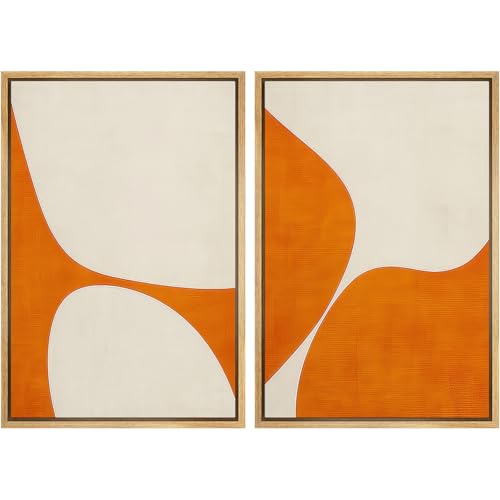 MUDECOR Framed Canvas Print Wall Art Set Orange and White