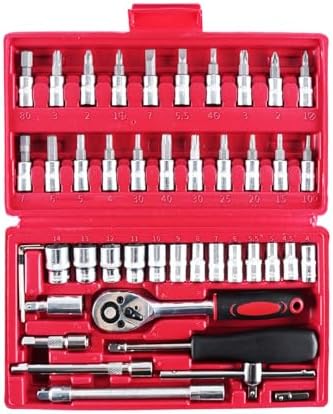 46-piece 1/4 Socket Set - Carbon Steel Torque Wrench Socket Set With Ratchets, T-handle