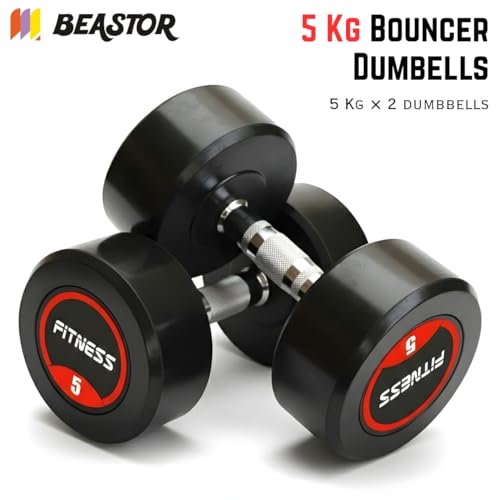 Image of Bouncer Dumbbells Pair 5 kg x 2 for Home & Gym Workout | Fixed Weight Dumbbells for Strength Training & Muscle Building | Heavy Duty, Unbreakable Gym Equipment (Black, 5kg)
