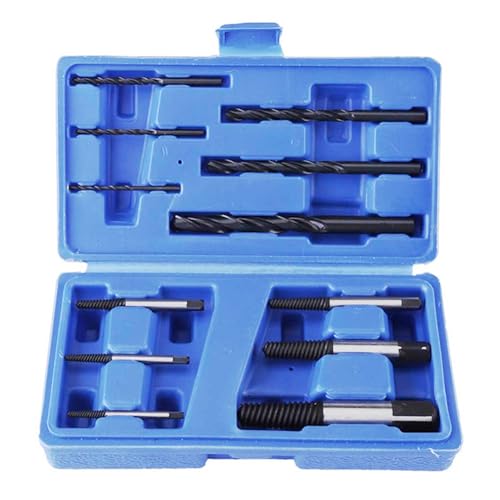 Rongon Screw Extractor Set 12 Pcs High-Speed Steel Screw Extractors Kit Drill Bit Set Easy Out Bolt Extractor Set for Remove Stripped Screws Broken Bolts Studs Other Fasteners