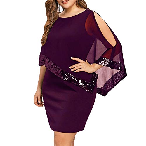 Sporzin Vestido Mujer Mini Vestidos Coctel Cuello Redondo Talla Grande de Fiesta Corta para