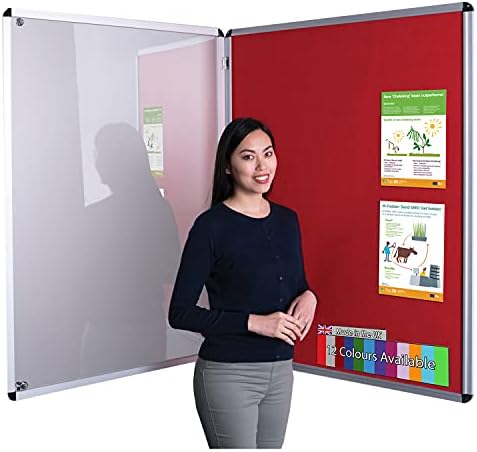 Wonderwall Classic Tamperproof Lockable noticeboard 90x120cm with 2 Matching Locks and Keys, 12 Colours to Choose from Including (Grey)