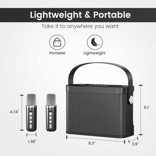 Karaoke Machine With 2 Wireless Microphones For Adults/Kids, 2023 Upgraded Pa Speaker System, Singing Machine With Echo And Vocal Cut, Supports Tf, Aux-In, For Home Party, Meeting, Wedding #TOP5