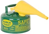 Eagle UI-10-FSG Type I Metal Safety Can with F-15 Funnel, Combustibles, 9' Width x 8' Depth, 1 Gallon Capacity, Green