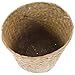 Alipis Mini Woven Waste Basket: Desktop Round Trash Can Wicker Waste Basket Garbage Container Bin Laundry Basket Flower Planter Cover for Kitchen Home Office Organizer