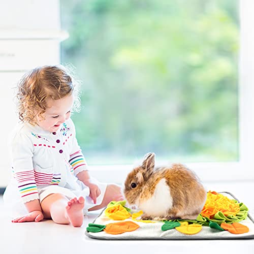 20" × 20" Rabbit Foraging Mat with Fixing Handle- Machine Washable Polar Fleece Pet Snuffle Pad Funny Interactive Nosework Feeding Mat Treat Dispenser for Rabbits Bunny Guinea Pigs Ferrets Chinchillas - Image 6