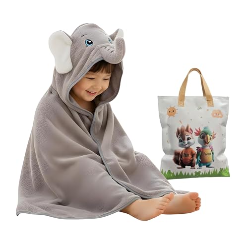 Image of Ultra-Soft Baby Hooded Towel - 100% Cotton Wrap Your Little one in Softness and Joy, Hypoallergenic & Super Absorbent Bath Wrap for Newborns & Toddlers | Cute Animal Design,(0-5Years) (Grey Elephant)