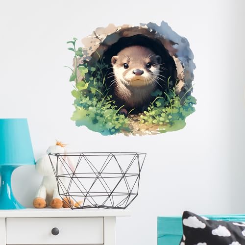 Vinilo decorativo de nutria en pared, removible e impermeable miniatura 2