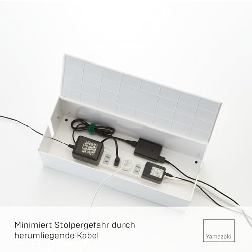 Yamazaki 2707 WEB Kabelbox, weiß, PC-ABS Harz, Minimalistisches Design, 40 x 15,5 x 14,5 cm (LxBxH)