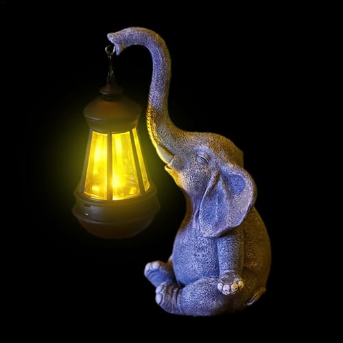Lampe d'extérieur en résine éléphant, le cadeau idéal pour décorer la cour