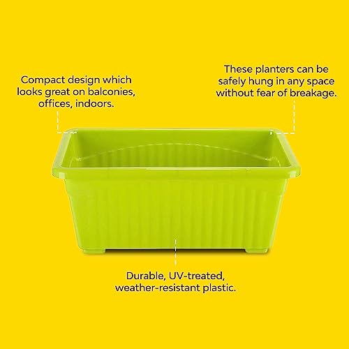 Kraft Seeds Plastic Window Planters (1 Pc, 13 Inch, Green) | Planting Pots for Home Plants | Flower Planters for Home Gardening | Floor Pots for Lawns and Gardens | Flower Plant Pots for Home Balcony