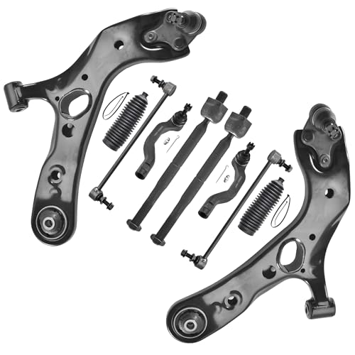 ASTAPRO - Front End 10pc Suspension Kit for 2006-2018 Toyota RAV4 2007 2008 2009 2010 2011 2012 2013 2014 2015 2016 2017, 2 Lower Control Arms 4 Tie Rods 2 Boots 2 Sway Bars Replacement