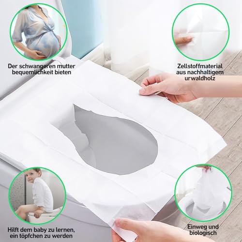 60 Stück Einweg Toilettenauflage, Spülbare Toilettenauflage Einweg, Tragbarkeit Toilettenauflage im Taschenformat, Toilettenschutz Unterwegs für Unterwegs Öffentlichen Toiletten