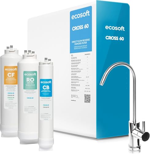 Ecosoft CROSS 60 Osmoseanlage | Direct Flow Wasser Filter System | entfernt 99 % PFAS, Mikroplastik & Schwermetalle | Automatische Spülung