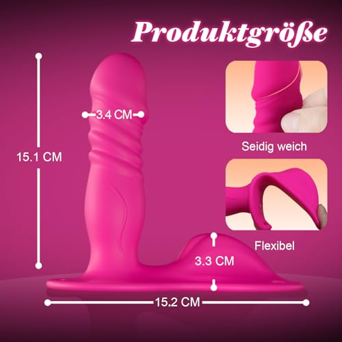 Dildo Vibration für Frauen mit Stoßfunktion Reibungsfunktion, Sex Spielzeug für die Frau Paare, Strap On G Punkt Anal Dildo Vibrator mit App Fernbedienung, BDSM Umschnalldildo