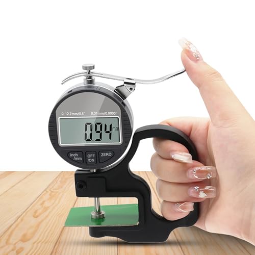 Calibrador de espesores digital, precisión de 0,001 mm, rango de medición de 0-12,7 mm, superficie de medición de aleación de aluminio de φ10 mm, adecuado para materiales planos y tubulares miniatura 6